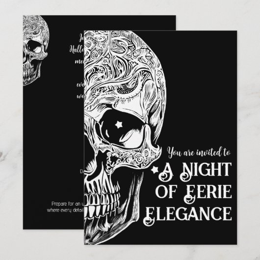Gothic Skull Cocktail & Kostuum Party Uitnodigen Kaart (Voorkant / Achterkant)