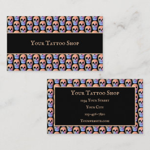 Gothic Skull Colorful Blue Oranje Black Cool Visitekaartje