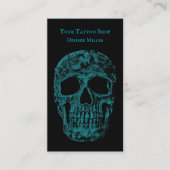 Gothic Skull Cool Blauwgroen Black Grunge Texture Visitekaartje (Voorkant)