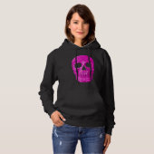 Gothic Skull Cool Neon Hot Pink Creepy Popart Hoodie (Voorkant volledig)