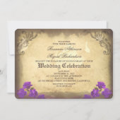 Gothic Skull Couple Day of the Dead Wedding paars Kaart (Achterkant)