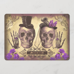 Gothic Skull Couple Day of the Dead Wedding paars Kaart