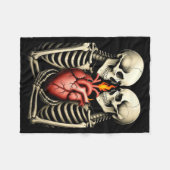 Gothic Skull Couple Flaming Heart Dark Romance Sty Fleece Deken (Voorkant (Horizontaal))