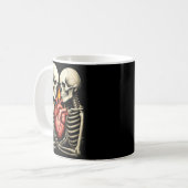 Gothic Skull Couple Flaming Heart Dark Romance Sty Koffiemok (Voorkant links)