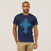 Gothic Skull Cross (donkerblauw) T-shirt (Voorkant volledig)