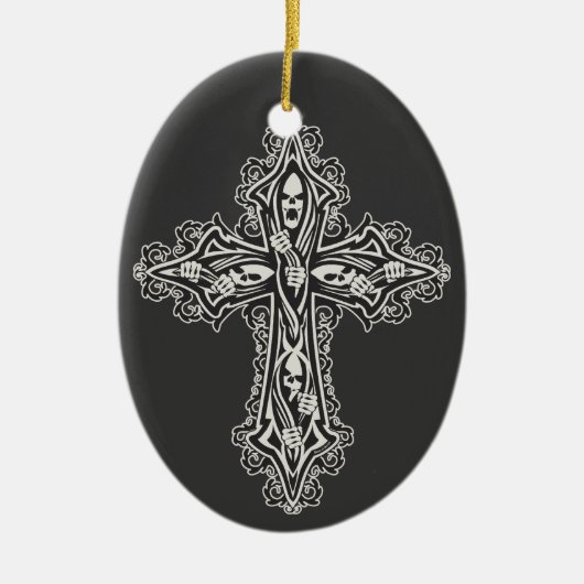 Gothic Skull Cross Keramisch Ornament (Voorkant)