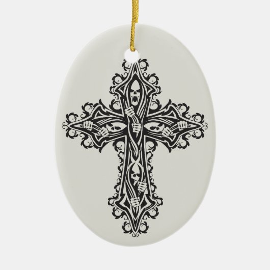 Gothic Skull Cross Keramisch Ornament (Voorkant)