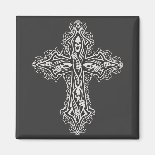 Gothic Skull Cross Magneet (Voorkant)