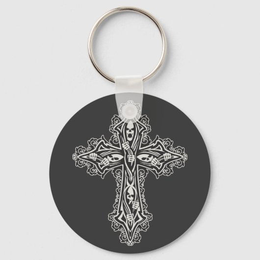 Gothic Skull Cross Sleutelhanger (Voorkant)