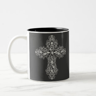 Gothic Skull Cross Tweekleurige Koffiemok