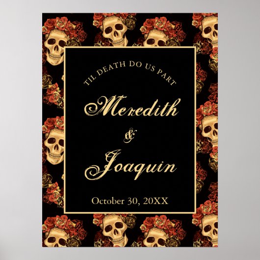 Gothic Skull Custom Welcome Halloween Wedding Poster (Voorkant)