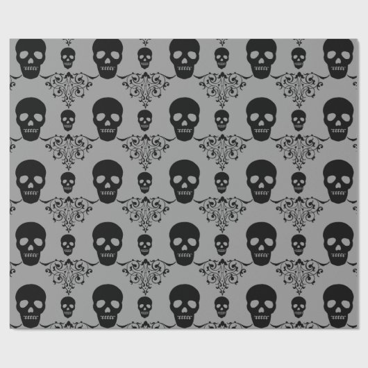 Gothic Skull Damask Cadeaupapier (Vlak)