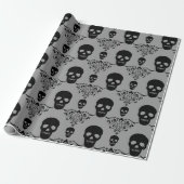 Gothic Skull Damask Cadeaupapier (Uitgerold)