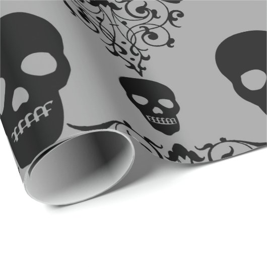 Gothic Skull Damask Cadeaupapier (Rol Hoek)