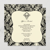 Gothic Skull Damask Halloween Party Kaart (Voorkant / Achterkant)