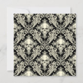 Gothic Skull Damask Halloween Party Kaart (Achterkant)