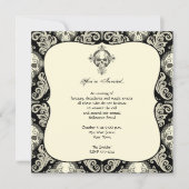 Gothic Skull Damask Halloween Party Kaart (Voorkant)