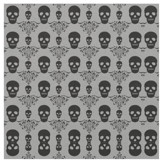 Gothic Skull Damask Stof (Close Up)