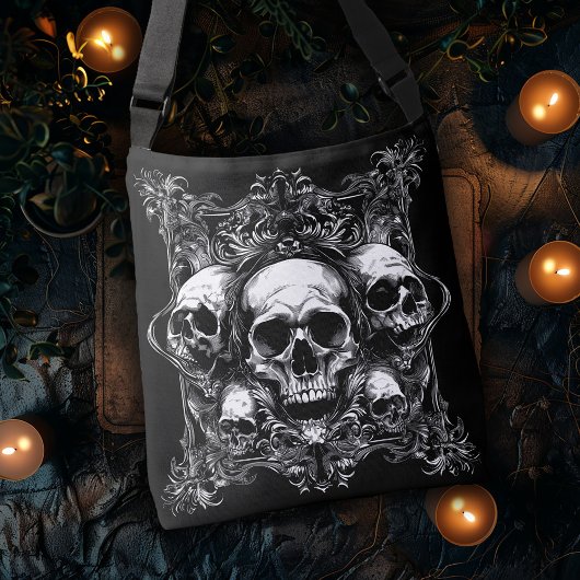 Gothic Skull Design Crossbody Tas