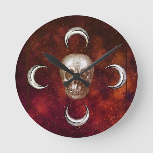 Gothic Skull en Moon Celestial Ronde Klok (Voorkant)