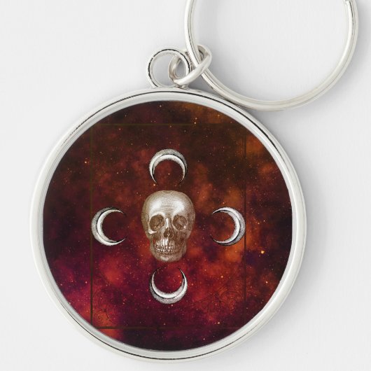 Gothic Skull en Moon Celestial Sleutelhanger (Voorkant)