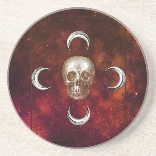 Gothic Skull en Moon Celestial Zandsteen Onderzetter (Voorkant)