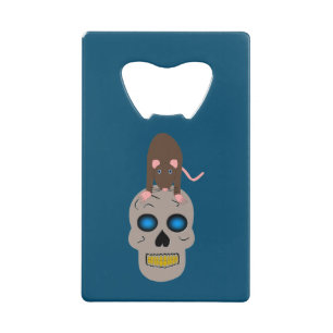 Gothic Skull en Rat Halloween Creditkaart Flessenopener