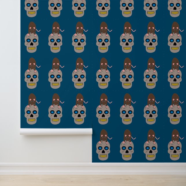 Gothic Skull en Rat Halloween patterned Behang (Applicatie)