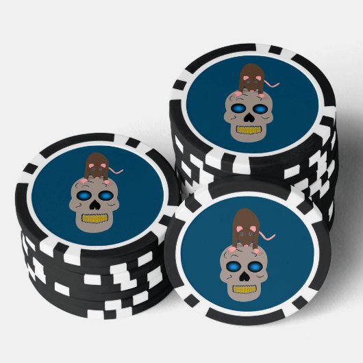 Gothic Skull en Rat Halloween Poker Chips (Opstapeling)