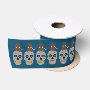 Gothic Skull en Rat Halloween Satijnen Lint