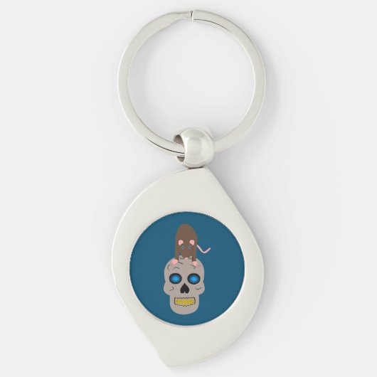 Gothic Skull en Rat Halloween Sleutelhanger (Voorkant)