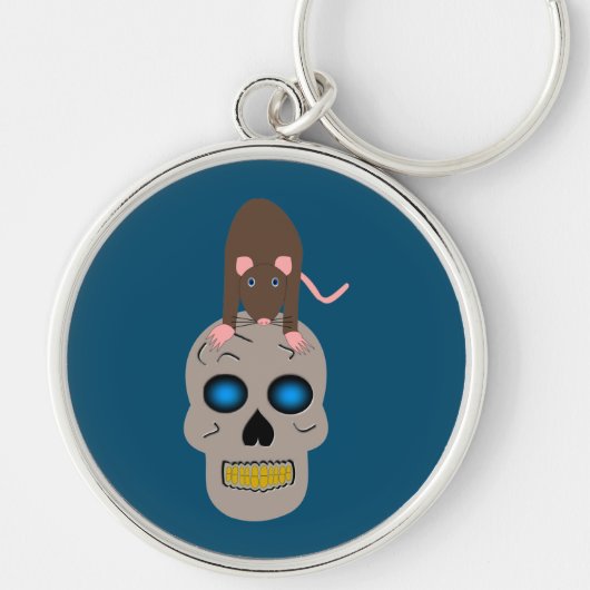 Gothic Skull en Rat Halloween Sleutelhanger (Voorkant)