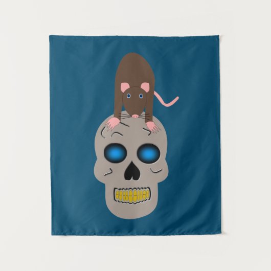 Gothic Skull en Rat Halloween Wandkleed (Voorkant)