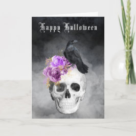 Gothic Skull en Raven Halloween Vakantie Kaart