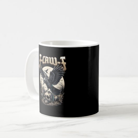 Gothic Skull F-Caw-F Crow Adult Humor Graphic  Koffiemok (Voorkant links)