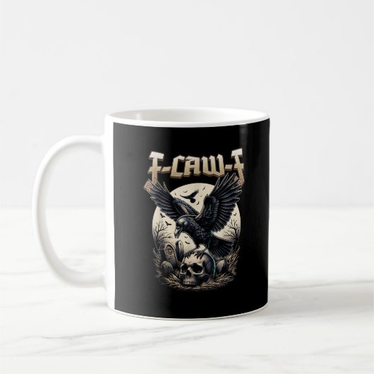 Gothic Skull F-Caw-F Crow Adult Humor Graphic  Koffiemok (Links)
