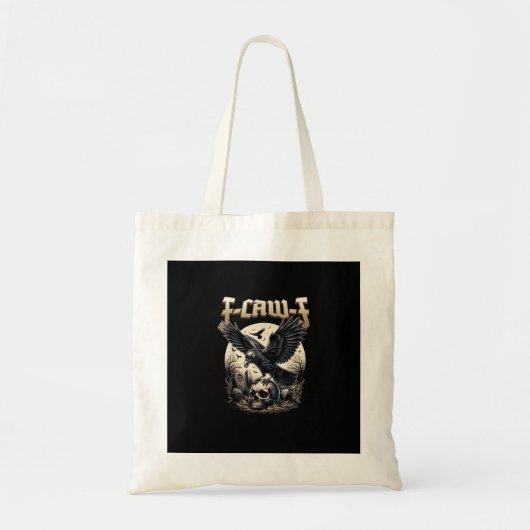 Gothic Skull F Caw F Crow Humor Graphic Tote Bag (Voorkant)