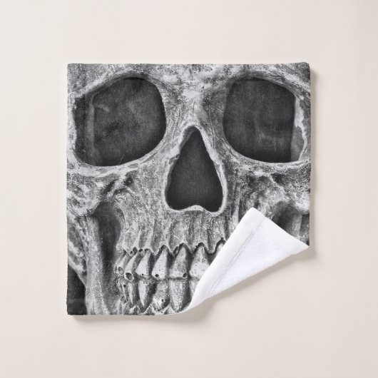 Gothic Skull Face Black and White Close Bad Handdoek (Wasdoekje)