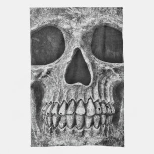 Gothic Skull Face Black and White Close Theedoek