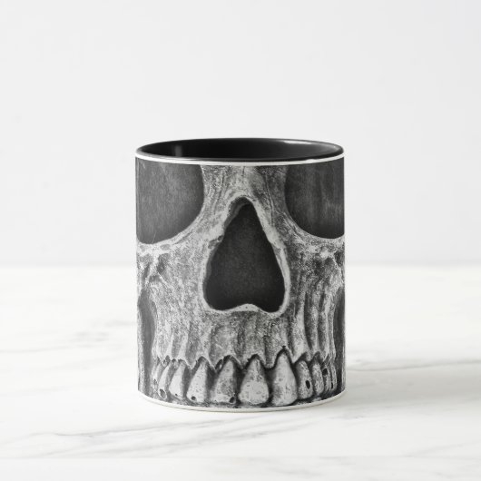 Gothic Skull Face Black and White Grunge Cool Mok (Midden)