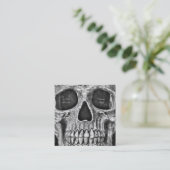 Gothic Skull Face Black and White Tattoo Shop Vierkante Visitekaartje (Staand voorkant)