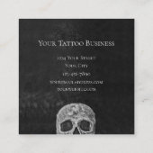 Gothic Skull Face Black and White Tattoo Shop Vierkante Visitekaartje (Achterkant)