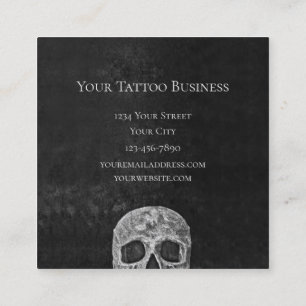 Gothic Skull Face Black and White Tattoo Shop Vierkante Visitekaartje