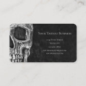 Gothic Skull Face Black and White Tattoo Shop Visitekaartje (Achterkant)