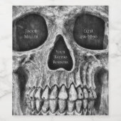 Gothic Skull Face Black and White Tattoo Shop Wijn Etiket (Enkel label)