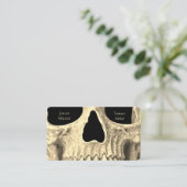 Gothic Skull Face Black Beige Tattoo Shop Visitekaartje (Staand voorkant)