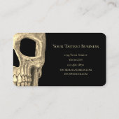 Gothic Skull Face Black Beige Tattoo Shop Visitekaartje (Achterkant)