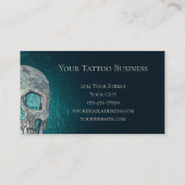 Gothic Skull Face Ggloeiend Blauwgroen Groen Tatto Visitekaartje (Achterkant)