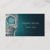 Gothic Skull Face Ggloeiend Blauwgroen Groen Tatto Visitekaartje (Voorkant)