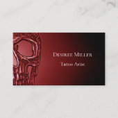 Gothic Skull Face Ggloeit Red Black Tattoo Shop Visitekaartje (Voorkant)